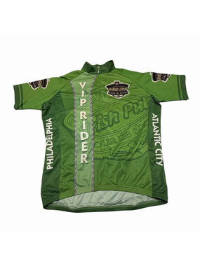 VOmax VIP Rider Tour de Shore 2016 Cycling Jersey Men’s L Green 1/2 Zip Bike Top